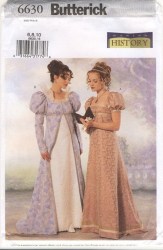 6630  BUTTERICK JOSEPHINE EMPIRE FLR COAT,  DRESS RENN PATTERN 6-22 3 SZS